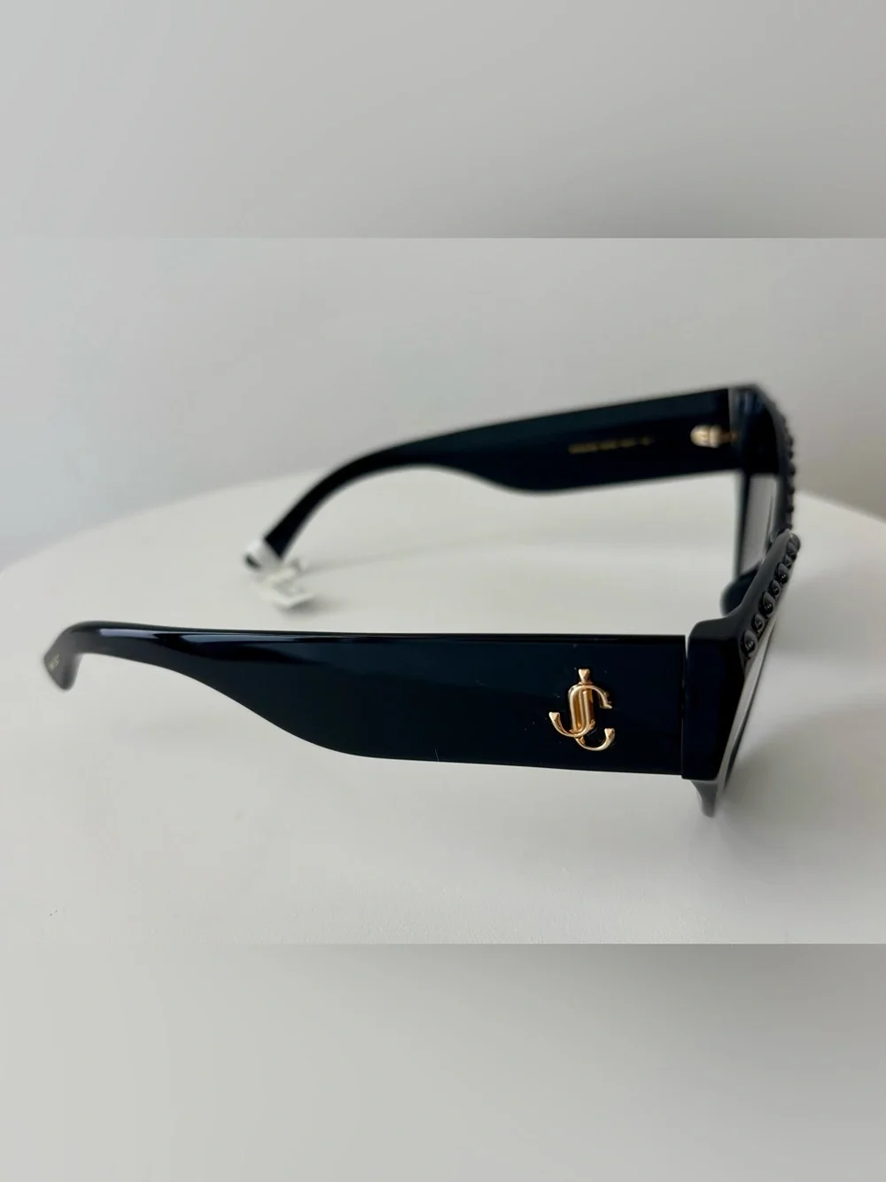 Jimmy Choo Black Cat-Eye Sunglasses with Silver Stud Accents NIB w/dust cloth